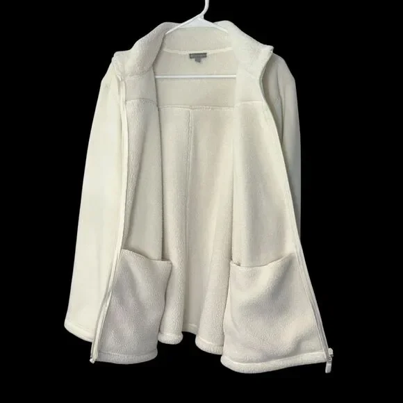 T by Talbots Women's 3X Creamy Fleece Jacket Full Zip Mock Neck Cozy Comfy - Picture 4 of 10